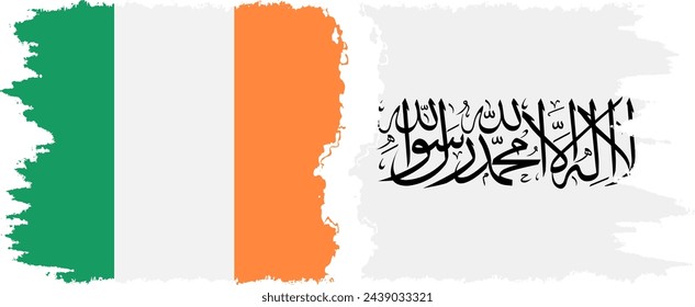 Afghanistan and Ireland grunge flags connection, vector