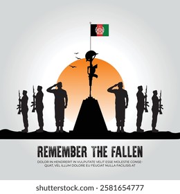 Afghanistan (Islamic Republic) flag in remember the fallen flag for morning sun and army design