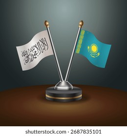 Afghanistan and Kazakhstan table flags relation  with gradient backgrund. Vector Illustration