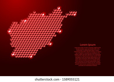 Afghanistan map from 3D red cubes isometric abstract concept, square pattern, angular geometric shape, for banner, poster. Vector illustration.