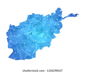 Afghanistan Map - Abstract geometric rumpled triangular low poly style gradient graphic on white background , line dots polygonal design for your . Vector illustration eps 10.