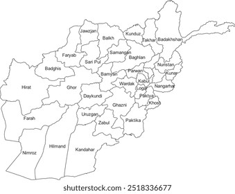 AFGHANISTAN MAP with its administrative divisions and regions