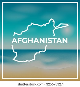 Afghanistan map against the backdrop of beach and tropical sea with bright sun. EPS10 vector