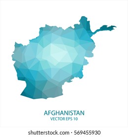 Afghanistan map - blue geometric rumpled triangular low poly style gradient graphic background , polygonal design for your . Vector illustration eps 10.