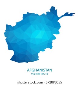 Afghanistan map - blue geometric rumpled triangular low poly style gradient graphic background , polygonal design for your . Vector illustration eps 10.