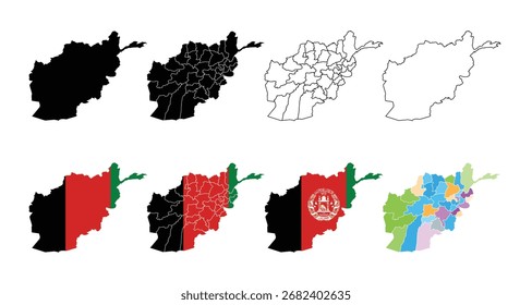 Afghanistan map collection vector set