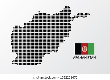 Afghanistan map design square with flag Afghanistan.