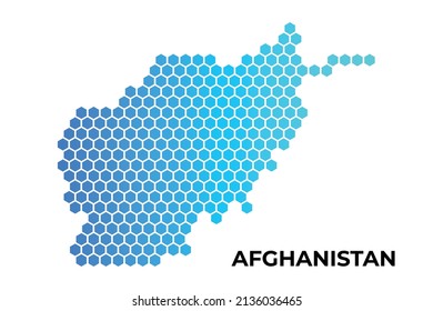 Afghanistan map digital hexagon shape on white background vector illustration