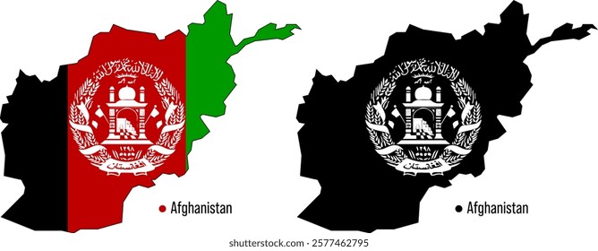 Afghanistan Map Flag. Map of Afghanistan flag of Afghanistan isolated on white background.