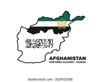 Afghanistan Map Flag Taliban Northern Alliance Stock Vector (Royalty ...