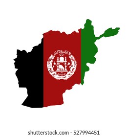 Afghanistan map and flag in white background
