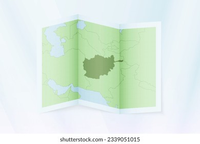 Afghanistan-Karte, gefaltetes Papier mit Afghanistan-Karte. Vektorgrafik.