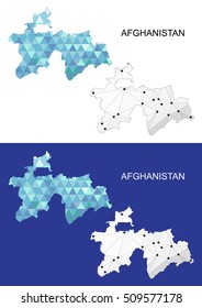 Afghanistan map in geometric polygonal style. Abstract gems triangle.