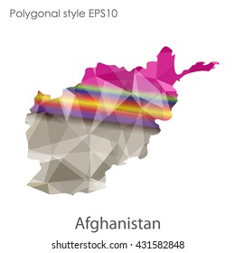 Afghanistan map in geometric polygonal style.Abstract gems triangle,modern design background.