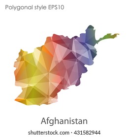 Afghanistan map in geometric polygonal style.Abstract gems triangle,modern design background.