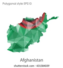 Afghanistan map in geometric polygonal style.Abstract gems triangle,modern design background.