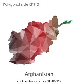 Afghanistan map in geometric polygonal style.Abstract gems triangle,modern design background.