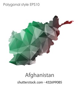Afghanistan map in geometric polygonal style.Abstract gems triangle,modern design background.