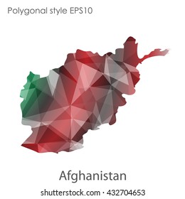 Afghanistan map in geometric polygonal style.Abstract gems triangle,modern design background.