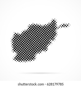 Afghanistan map in halftone. Dotted illustration isolated on a white background.
Vector illustration.