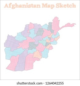 Afghanistan map. Hand-drawn country. Vector illustration.
