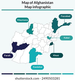Afghanistan map infographic. Map of Afghanistan infographic.