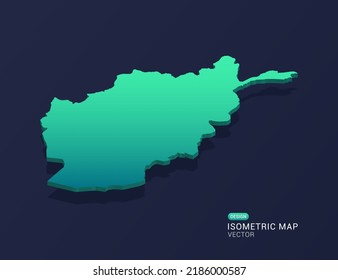 Afghanistan map of isometric green gradient vector illustration.