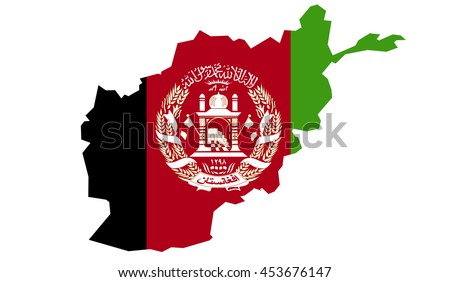 Afghanistan map on Afghanistan flag drawing