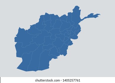 Afghanistan map on gray background vector, Afghanistan Map Outline Shape Blue on White Vector Illustration, Map of Asia. Symbol for your web site design map logo. app, ui, eps10.