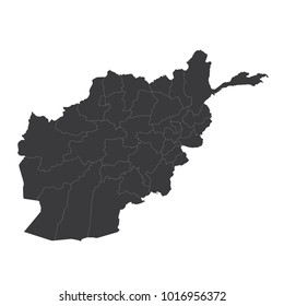 Afghanistan map on white background vector, Afghanistan Map Outline Shape Black on White Vector Illustration, High detailed black illustration map - Afghanistan.