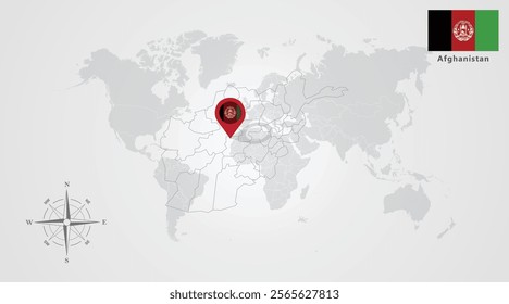  Afghanistan map outline and Afghanistan flag icon design, Template with the national flag and map 