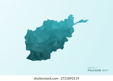 Mapa do Afeganistão - Ilustração vetorial estilo polígono em azul-verde azul-escuro design geométrico baixo, silhueta mínima moderna.