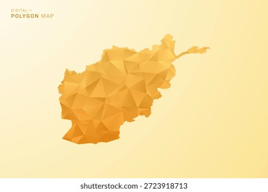 Mapa do Afeganistão - ilustração vetorial estilo polígono em amarelo e laranja baixo design geométrico poli, silhueta mínima moderna, isolado para infográfico.