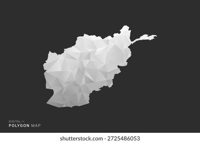 Afghanistan Map - Polygon style vector illustration in black, gray and white low poly geometric design, minimal silhouette, isolated for infographic.