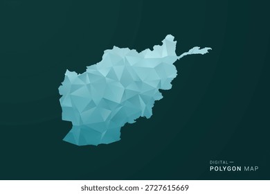 Mapa de Afganistán - Ilustración vectorial de estilo polígono en diseño geométrico de bajo poli verde y azul, silueta mínima limpia para infografía.