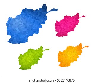 Afghanistan map - Set of geometric rumpled triangular low poly style gradient graphic background , polygonal design for your ,Vector eps 10.
