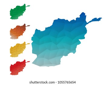 Afghanistan Map - Set of geometric rumpled triangular low poly style gradient graphic background , Map world polygonal design for your . Vector illustration eps 10.