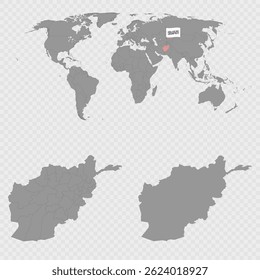 Mapa do Afeganistão com localização mundial.