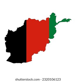 Afghanistan map silhouette with flag  isolated on white background