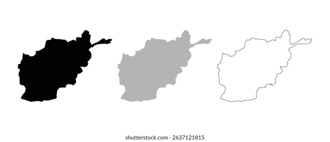Afghanistan map silhouette vector illustration on white background. Afghanistan line art map vector