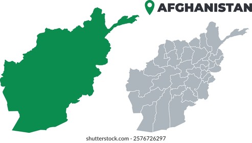 Afghanistan map simple flat outline vector set