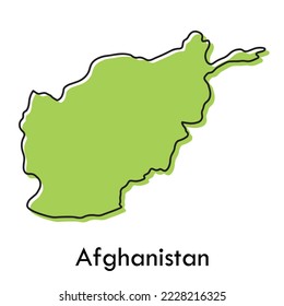 afghanistan map - simple hand drawn stylized concept with sketch black line outline contour map. country border silhouette drawing vector illustration.