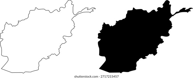 Afghanistan Map Vector Collection - Detailed Silhouette and Outline Map Illustrations