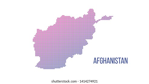 Afghanistan map. Vector halftone composition made out of squares. Vector illustration isolated on white background.