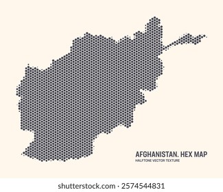 Afghanistan Map Vector Hexagonal Halftone Pattern Isolate On Light Background. Hex Texture in the Form of a Map of Taliban. Modern Technological Contour Map of Afghanistan for Design Business Projects