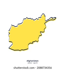 Afghanistan map vector illustration template design. Outline style.