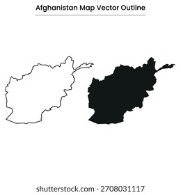 Mapa de Afganistán Vector esboza silueta editable de Country con provincias