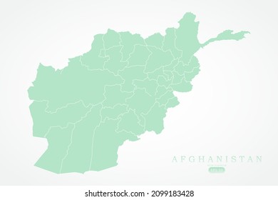 Afghanistan Map - World Map International vector template with High detailed including green and white outline color isolated on white background - Vector illustration eps 10