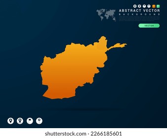 Afghanistan map of Yellow and orange gradient on dark background vector.