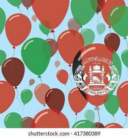 Afghanistan National Day Flat Seamless Pattern. Flying Celebration Balloons in Colors of Afghan Flag. Afghanistan Patriotic Background with Celebration Balloons.